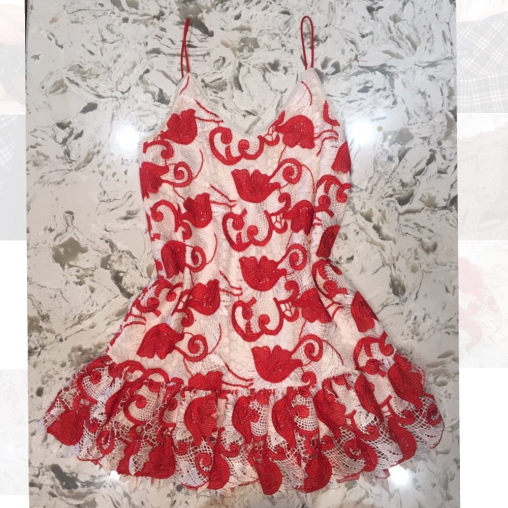 ALEXIS XS coral and white summer dress